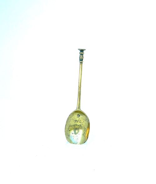 antique early metalware 17thc brass charles 1 seal top spoon english c162045 - CATEGORY: ANTIQUE METAL - DATED 17TH CENTURY
