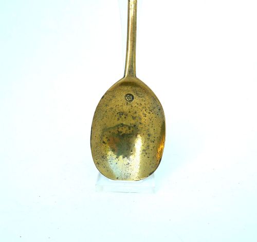 ANTIQUE EARLY METALWARE 17THC BRASS CHARLES 1 SEAL TOP SPOON ENGLISH C162045 - ADDITIONAL PHOTO 1