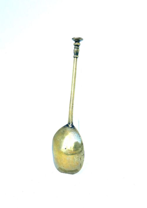ANTIQUE EARLY METALWARE 17THC BRASS CHARLES 1 SEAL TOP SPOON ENGLISH C162045 - ADDITIONAL PHOTO 3