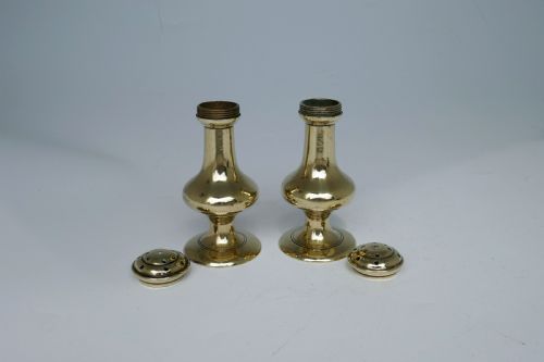 ANTIQUE EARLY METALWARE 18THC PAIR OF BRASS MUFFINEERS ENGLISH C176080 - ADDITIONAL PHOTO 2