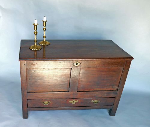 antique country furniture early 18thc fruitwood coffer with drawer english c170020 - CATEGORY: ANTIQUE CHESTS - DATED 18TH CENTURY