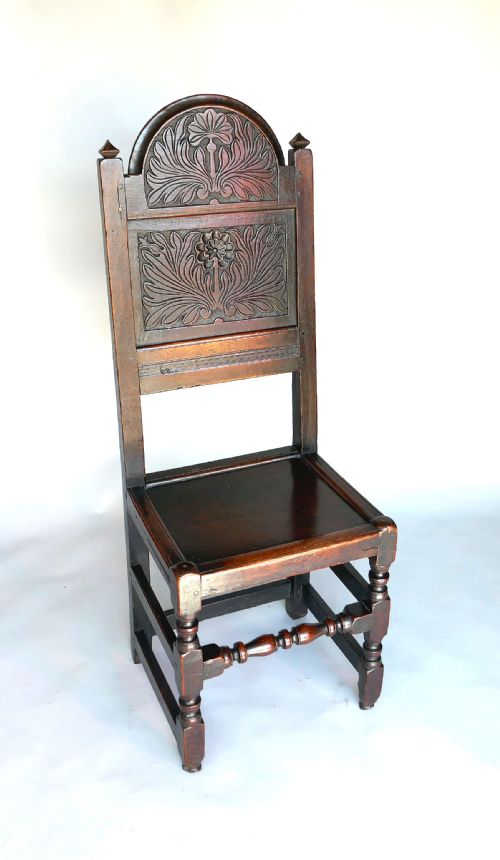 17thc period oak furniture single chair with well carved arched cresting rail lancashire circa 1685 - CATEGORY: ANTIQUE CHAIRS - DATED 17TH CENTURY