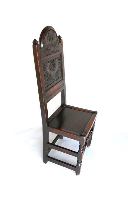 17THC PERIOD OAK FURNITURE SINGLE CHAIR WITH WELL CARVED ARCHED CRESTING RAIL LANCASHIRE CIRCA 1685 - ADDITIONAL PHOTO 5