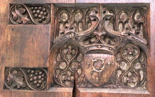 ANTIQUE EARLY CARVING 15THC OAK GOTHIC TRACERY CARVED PANEL DOOR FRENCH C146090 - ADDITIONAL PHOTO 1
