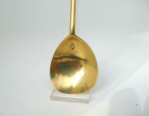 ANTIQUE EARLY METALWARE 16THC BRASS ELIZABETH 1 SEAL TOP SPOON WITH MAKERS MARK ENGLISH C162045 - ADDITIONAL PHOTO 3