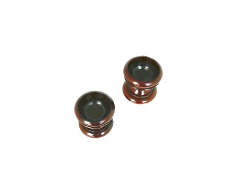 ANTIQUE EARLY TREEN PAIR OF 18THC 19THC YEW WOOD TURNED SALTS ENGLISH C1780C1800 - ADDITIONAL PHOTO 1