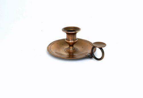 antique early metalware 18thc bell metal chamberstick english c1780 - CATEGORY: ANTIQUE LIGHTING - DATED 18TH CENTURY
