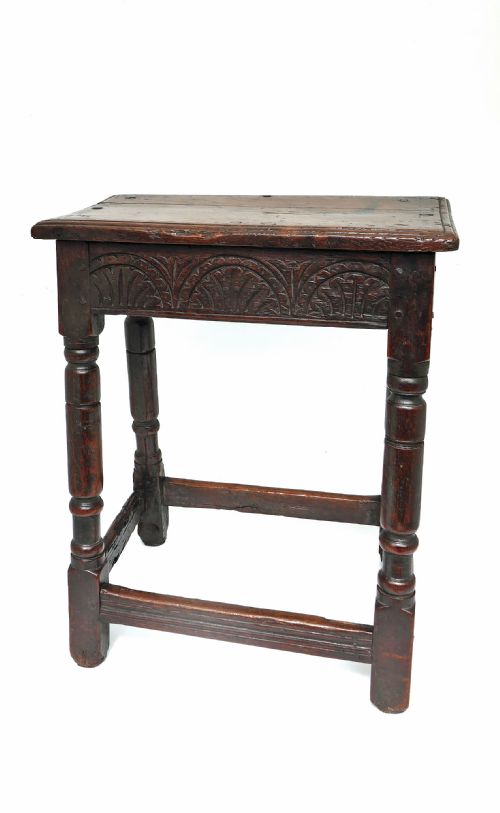 antique early oak furniture 17thc charles 1 joyned stool english c162540 - CATEGORY: ANTIQUE STOOLS - DATED 17TH CENTURY