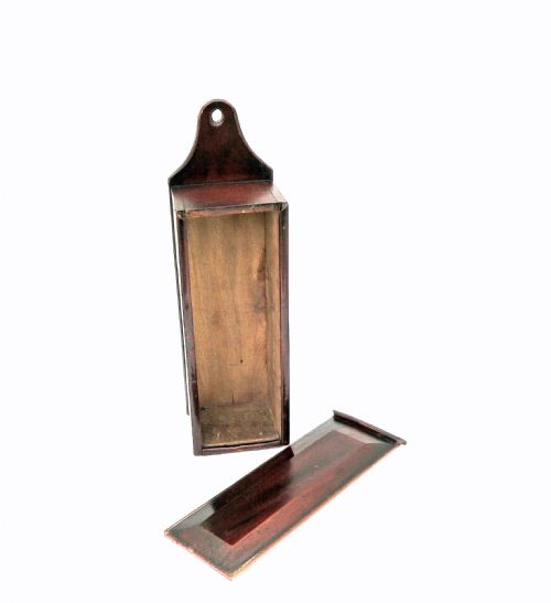 ANTIQUE 18THC CHERRYWOOD CANDLEBOX WITH FRONT SLIDING LID ENGLISH C177090 - ADDITIONAL PHOTO 1