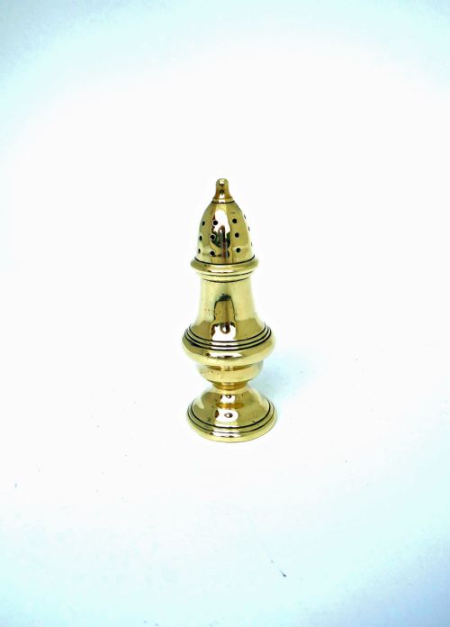 antique early metalware 18thc brass muffineer shaker of unusual shape english c176070 - CATEGORY: ANTIQUE METAL - DATED 18TH CENTURY