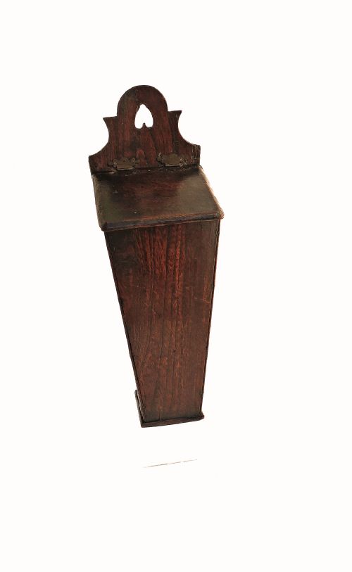 antique country late 18thc elm candlebox with shaped heart decor english c178090 - CATEGORY: ANTIQUE BOXES - DATED 18TH CENTURY