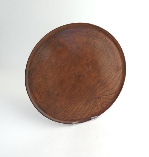 antique early treen 19thc elm turned platter of good size colour english c184060 - CATEGORY: ANTIQUE MISCELLANEOUS - DATED 19TH CENTURY
