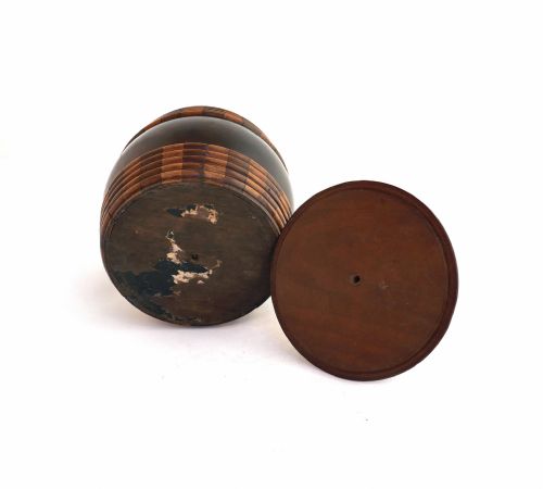 ANTIQUE EARLY TREEN 19THC STAVED AND BANDED MAHOGANY DUTCH TOBACCO BARREL CONTINENTAL C180020 - ADDITIONAL PHOTO 4
