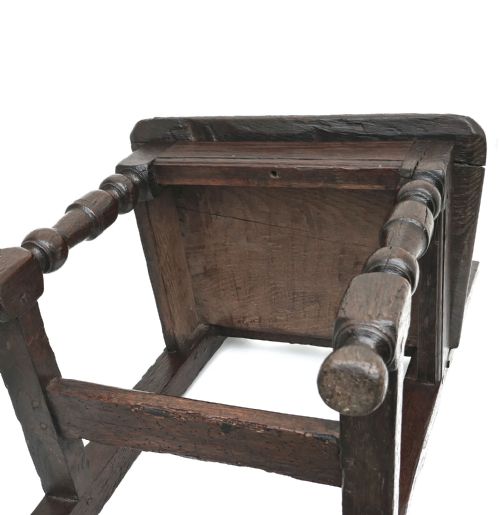ANTIQUE 17THC OAK FURNITURE SINGLE JOYNED SMALL CHILD'S CHAIR FRENCH C167090 - ADDITIONAL PHOTO 3