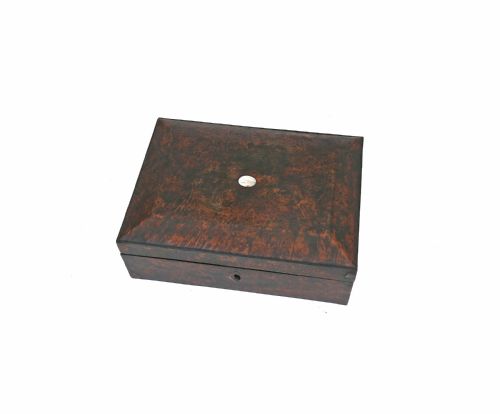 ANTIQUE BOX 19THC BURR MULBERRY LADIES TRINKET JEWELLERY BOX ENGLISH C186080 - ADDITIONAL PHOTO 1