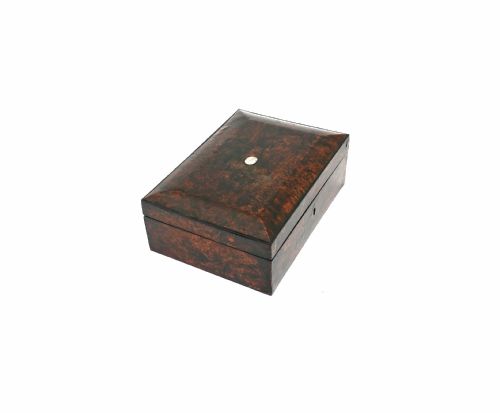 ANTIQUE BOX 19THC BURR MULBERRY LADIES TRINKET JEWELLERY BOX ENGLISH C186080 - ADDITIONAL PHOTO 3