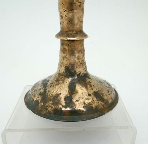 ANTIQUE BRASS SINGLE 17THC CHARLES 11 RIBBED TRUMPET CANDLESTICK ENGLISH C166070 - ADDITIONAL PHOTO 1
