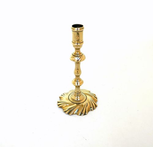 antique early brass lighting 18thc swirl base single candlestick c174050 - CATEGORY: ANTIQUE LIGHTING - DATED 18TH CENTURY