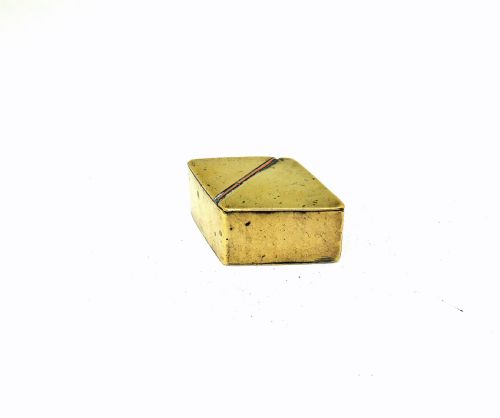 antique early metalware 19thc single brass diamond shape snuff box english c180020 - CATEGORY: ANTIQUE BOXES - DATED 19TH CENTURY