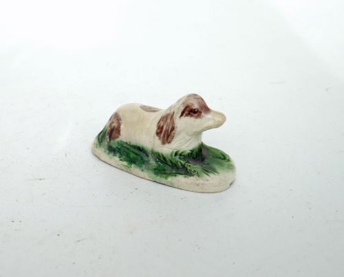 antique early pottery single 18thc whieldon type dog english c178090 - CATEGORY: ANTIQUE CERAMICS - DATED 18TH CENTURY