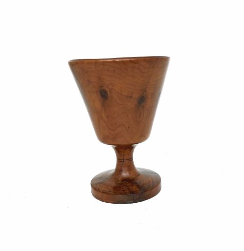 antique early single treen turned 19thc yew wood drinking goblet english c180020 - CATEGORY: ANTIQUE MISCELLANEOUS - DATED 19TH CENTURY