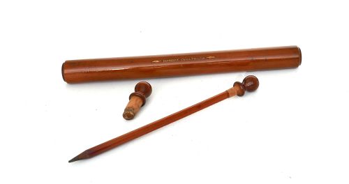 ANTIQUE TREEN 20THC PENCIL CASE WITH OWNERS NAME ROBERT COULTHARD ENGLISH EARLY 20THC - ADDITIONAL PHOTO 2