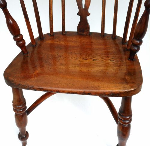 ANTIQUE 19THC FURNITURE CHILD'S LOW BACK WINDSOR YEW ELM ARMCHAIR ENGLISH C184060 - ADDITIONAL PHOTO 1