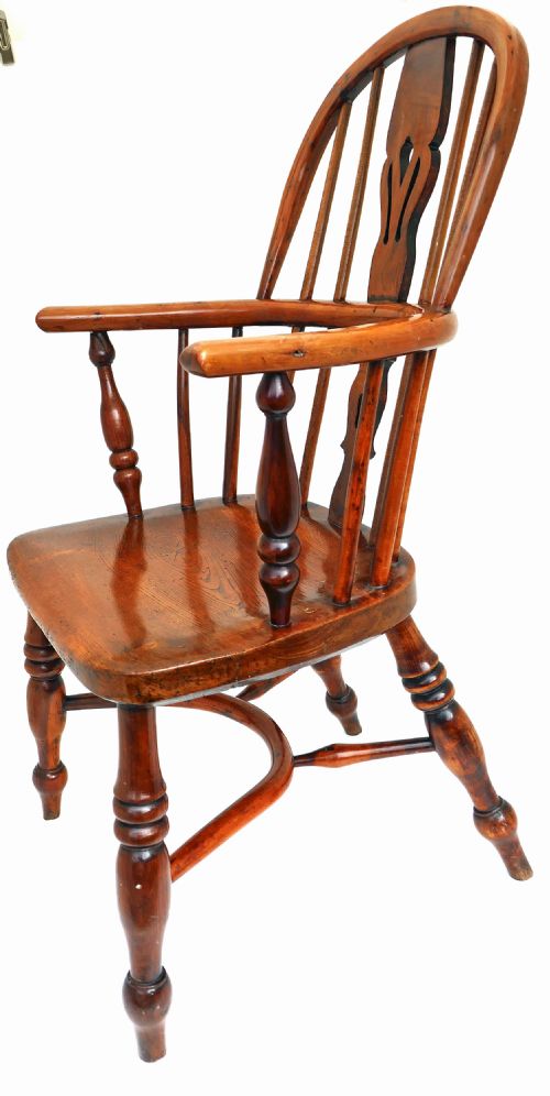 ANTIQUE 19THC FURNITURE CHILD'S LOW BACK WINDSOR YEW ELM ARMCHAIR ENGLISH C184060 - ADDITIONAL PHOTO 3