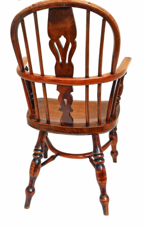 ANTIQUE 19THC FURNITURE CHILD'S LOW BACK WINDSOR YEW ELM ARMCHAIR ENGLISH C184060 - ADDITIONAL PHOTO 5