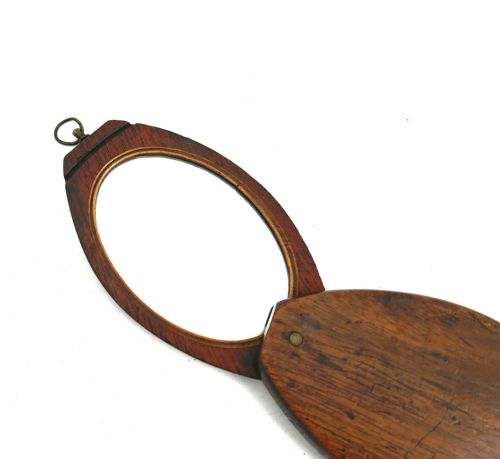 ANTIQUE TREEN 19THC MAHOGANY GENTLEMAN'S CAMPAIGN TRAVELLING MIRROR ENGLISH C180020 - ADDITIONAL PHOTO 1