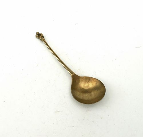 antique early metalware 17thc single latten apostle top spoon english c160020 - CATEGORY: ANTIQUE METAL - DATED 17TH CENTURY