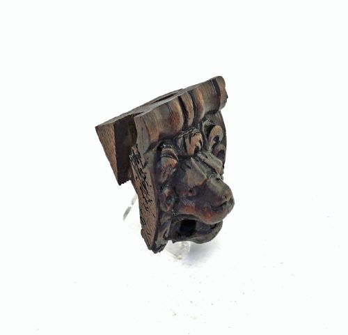 ANTIQUE SINGLE 17THC CARVED TREEN LIONS HEAD WITH FULL MANE ENGLISHC166080 - ADDITIONAL PHOTO 1