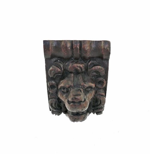 ANTIQUE SINGLE 17THC CARVED TREEN LIONS HEAD WITH FULL MANE ENGLISHC166080 - ADDITIONAL PHOTO 3