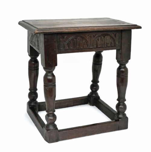 antique early oak furniture 17thc charles 1 single joyned stool english c162040 - CATEGORY: ANTIQUE STOOLS - DATED 17TH CENTURY