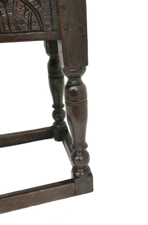 ANTIQUE EARLY OAK FURNITURE 17THC CHARLES 1 SINGLE JOYNED STOOL ENGLISH C162040 - ADDITIONAL PHOTO 1