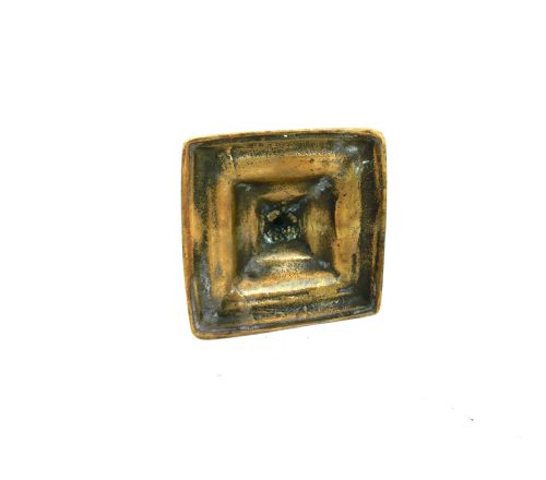 ANTIQUE EARLY METALWARE SINGLE 18THC BRASS CANDLESTICK ON SQUARE BASE ENGLISH C171014 - ADDITIONAL PHOTO 3