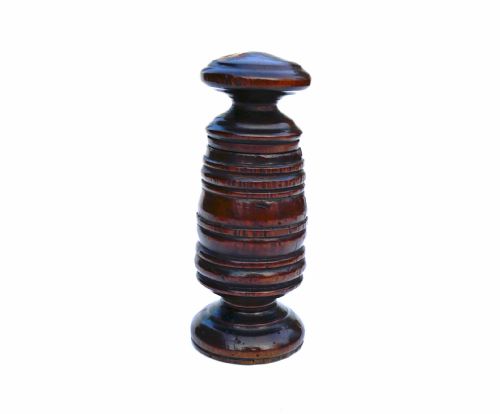 antique early treen 18thc ring turned fruitwood spice grinder english c172040 - CATEGORY: ANTIQUE MISCELLANEOUS - DATED 18TH CENTURY