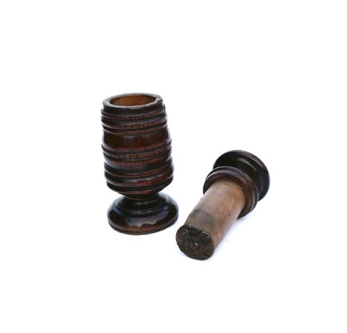 ANTIQUE EARLY TREEN 18THC RING TURNED FRUITWOOD SPICE GRINDER ENGLISH C172040 - ADDITIONAL PHOTO 1