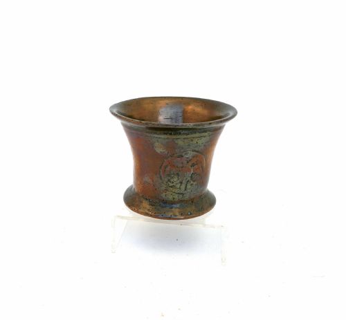 antique early metalware single 17thc charles 11 bronze mortar with rare crowned double headed eagle motif english c166080 - CATEGORY: ANTIQUE METAL - DATED 17TH CENTURY