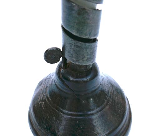 ANTIQUE LIGHTING 18THC SINGLE SPIRAL CANDLESTICK ON TURNED FRUITWOOD BASE ENGLISH FRENCH C1780C1800 - ADDITIONAL PHOTO 2