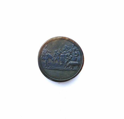 19thc collectables pressed horn snuff box signed bradwell english c180030 - CATEGORY: ANTIQUE BOXES - DATED 19TH CENTURY