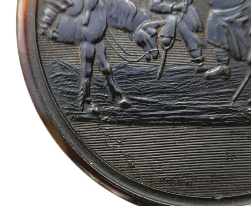 19THC COLLECTABLES PRESSED HORN SNUFF BOX SIGNED BRADWELL ENGLISH C180030 - ADDITIONAL PHOTO 2