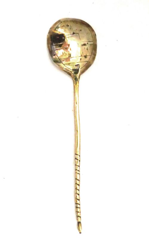 ANTIQUE METALWARE SINGLE 15THC SPOON WITH TWISTED STEM ENGRAVED CHURCH GERMAN RUSSIAN C144060 - ADDITIONAL PHOTO 5