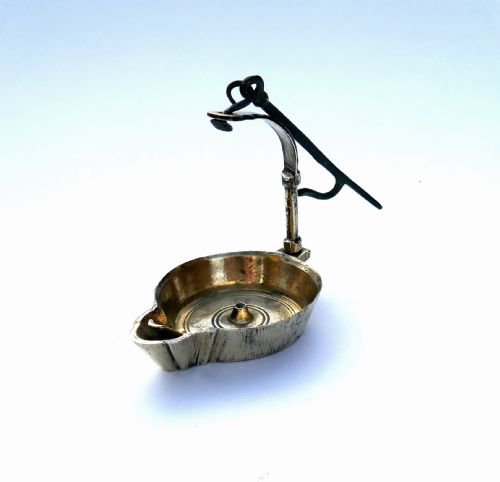 antique early lighting 18thc cast bronze single valve oil crusie lamp english continental c176080 - CATEGORY: ANTIQUE LIGHTING - DATED 18TH CENTURY