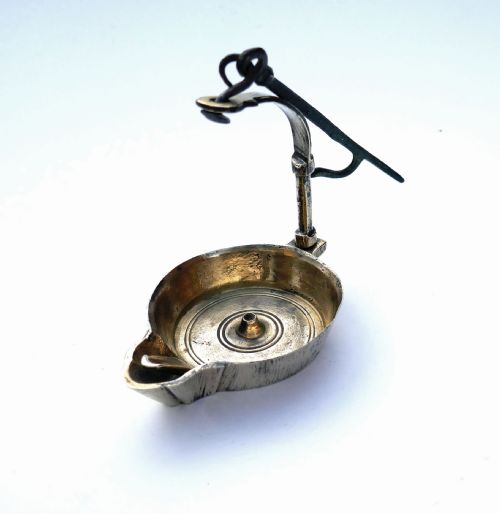 ANTIQUE EARLY LIGHTING 18THC CAST BRONZE SINGLE VALVE OIL CRUSIE LAMP ENGLISH CONTINENTAL C176080 - ADDITIONAL PHOTO 4