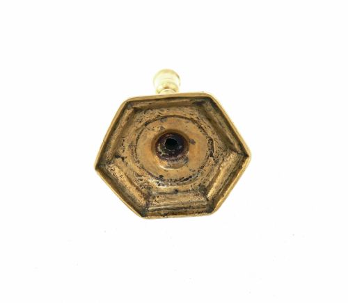 ANTIQUE METALWARE 18THC QUEEN ANNE SINGLE BRASS CANDLESTICK ENGLISH C171015 - ADDITIONAL PHOTO 2