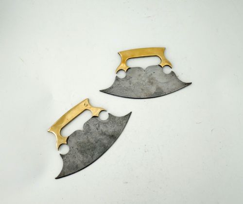 ANTIQUE METALWARE PAIR OF 18THC BRASS STEEL HERB CHOPPERS ENGLISH C176080 - ADDITIONAL PHOTO 3