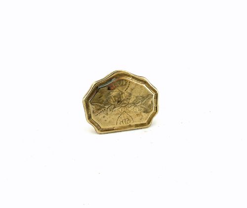 antique metalware 18thc brass shaped engraved snuff box dutch c174060 - CATEGORY: ANTIQUE BOXES - DATED 18TH CENTURY