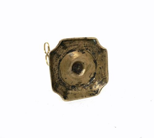 ANTIQUE EARLY METALWARE 18THC BRASS CANDLESNUFFER AND ORIGINAL HOLDER ENGLISH C174045 - ADDITIONAL PHOTO 3