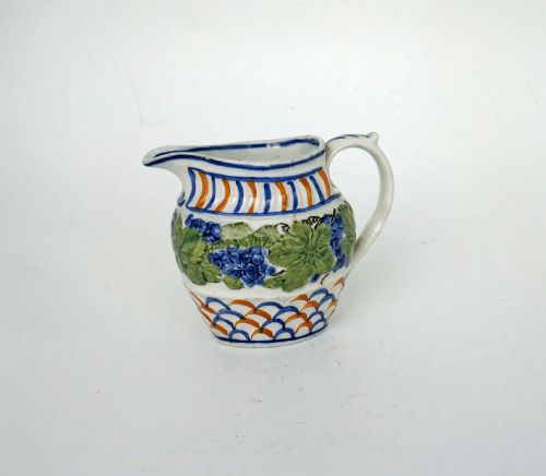 ANTIQUE EARLY ENGLISH POTTERY 19THC PRATTWARE SMALL CREAM JUG C1805 - ADDITIONAL PHOTO 1